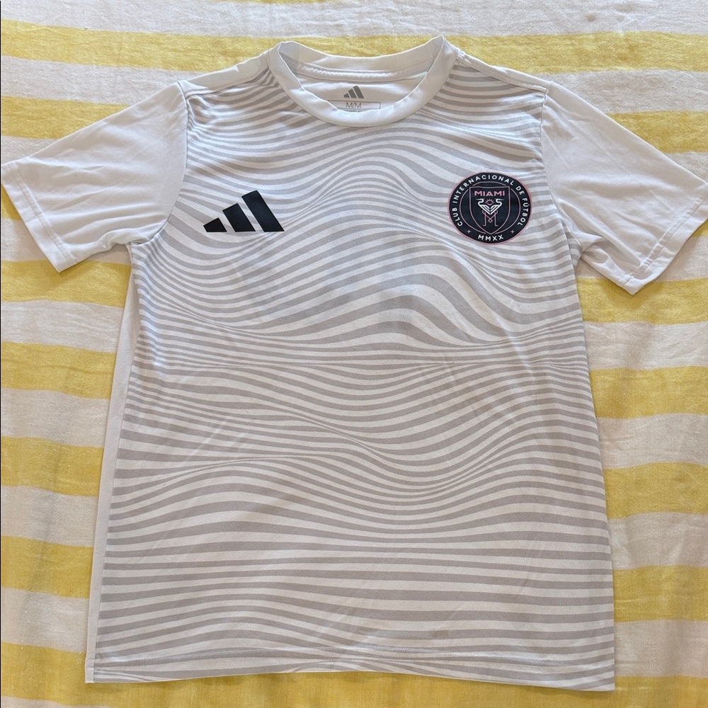 Adidas Messi White & Gray Inter Miami Kids Training Jersey